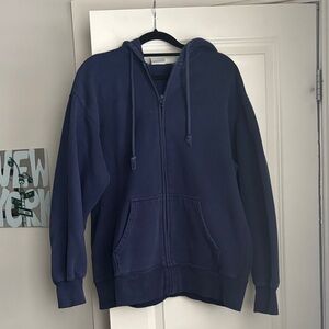 Aritzia TNA Navy CozyAF Fleece Zip Up Hoodie